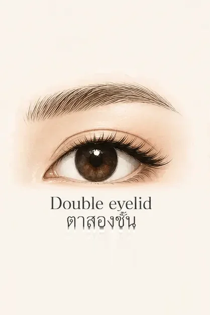 Illustration of a double eyelid eye shape