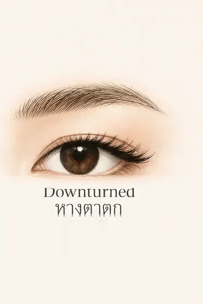 Illustration of downturned eyes — outer corners lower than inner corners