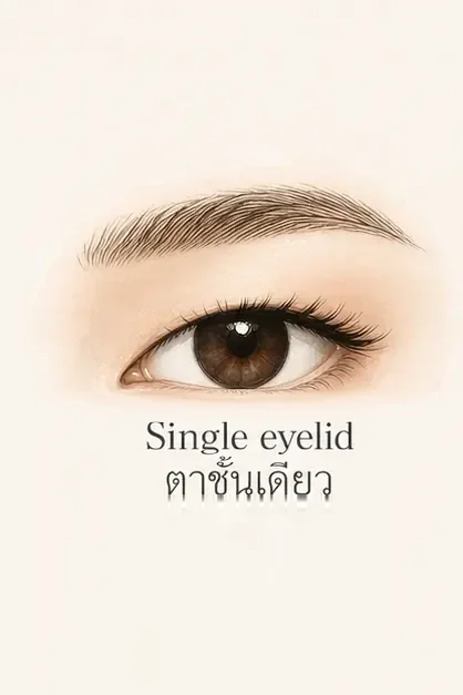 Illustration of a single eyelid (monolid) — example for lash style guide